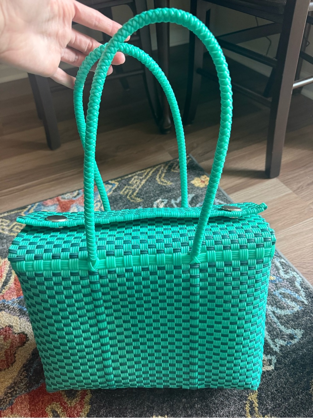 Woven Teal Tote Bag - Women Bags